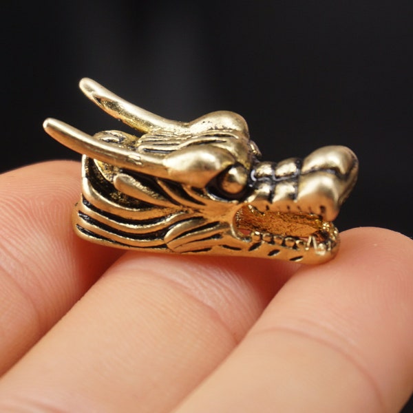 Dragon Head Spacer Bead , Gold Tone Charm, Gold Black Dragon Charm , Bracelet Spacer Bead 25mm x 19mm