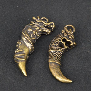 1PC Bronze Wolf Tooth Pendant ,  Copper Pendant Charm, Wolf Teeth Men&#39;s Pendant bead