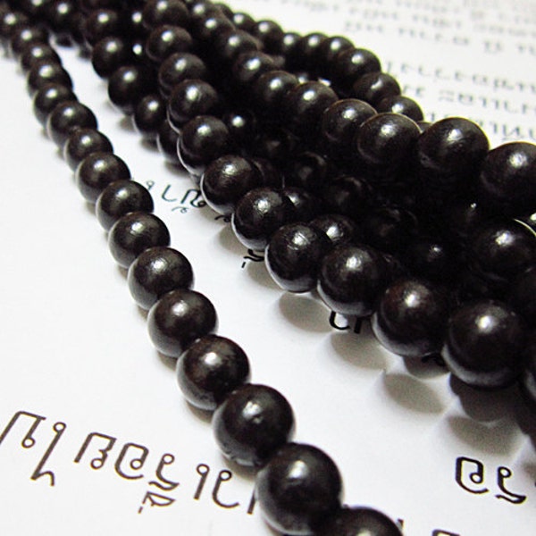 108pc noir ébène africain, 108 perle en bois d'ébène, perle Mala de prière tibétaine en ébène noir 8MM
