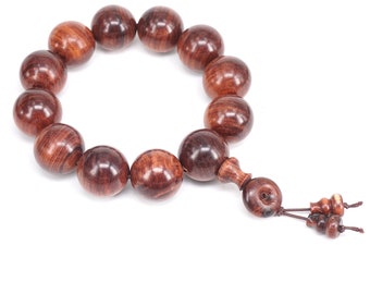 20mm Natural Rose Wood  Bracelet , For Man Bracelet , Tibetan Prayer  Mala Bead ,  Elastic  Bracelet , Buddhist Buddha  Bracelet