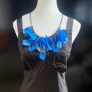 Recycled Plastic Statement Necklace: Adjustable Length, Lightweight Eco Jewelry