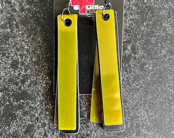Recycled Plastic Dangle Earrings: Yellow Statement Party Jewellery