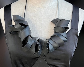 Rubber Necklace | Black | Recycled | Eco-Friendly | Chunky | Statement Jewelry | Architectural | Minimalist | Light | Adjustable Length
