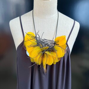 Recycled Plastic Statement Necklace: Handmade Yellow Party Jewellery