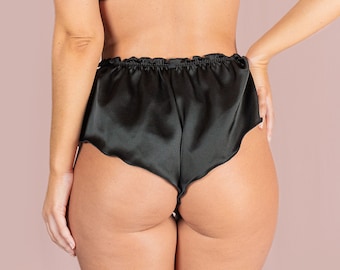 Black Silk Français Knickers - lingerie érotique de luxe