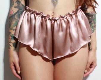 Rose Gold Silk French Knickers - blush pink luxury lingerie