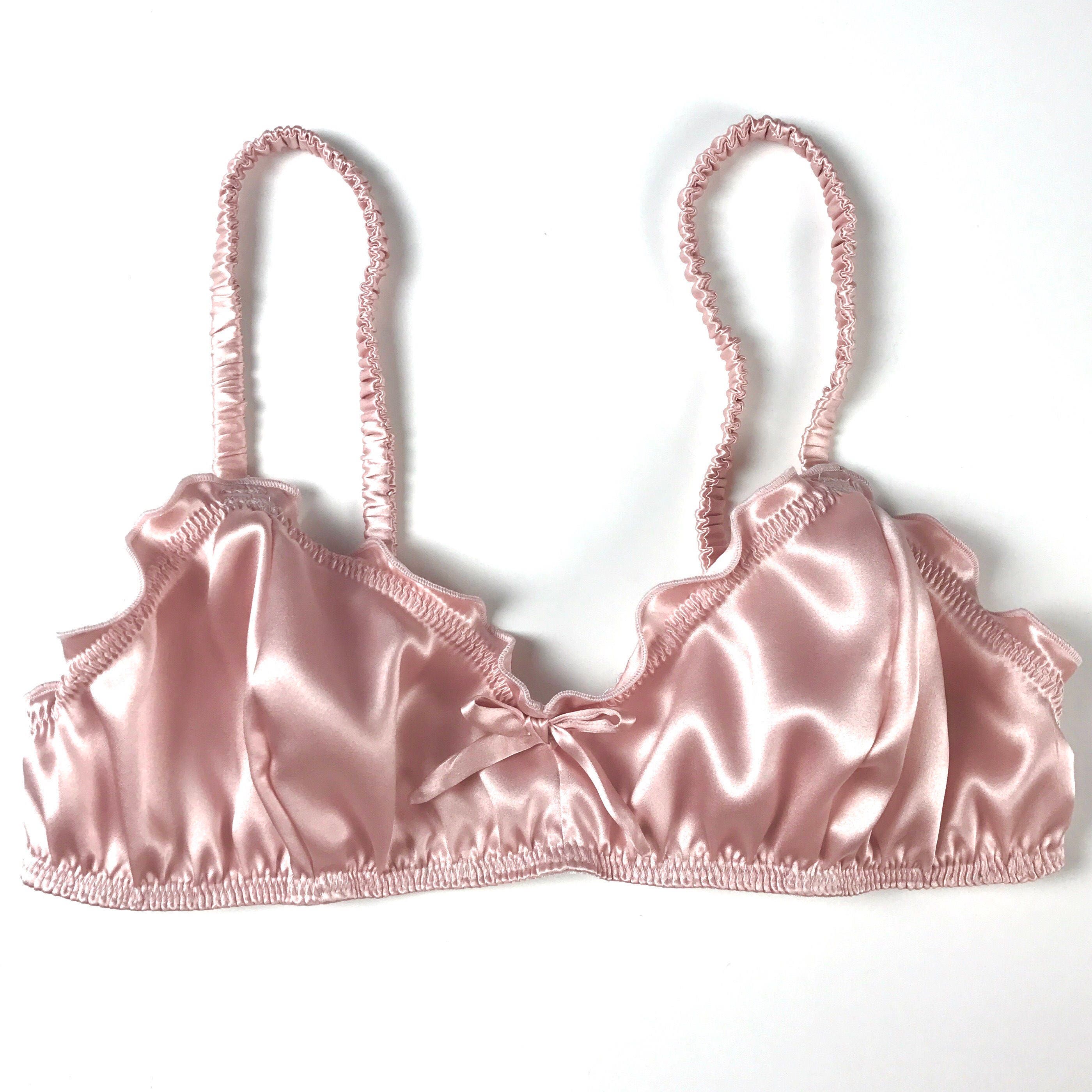 100% silk bralette, ballet pink, plus size lingerie, custom fit