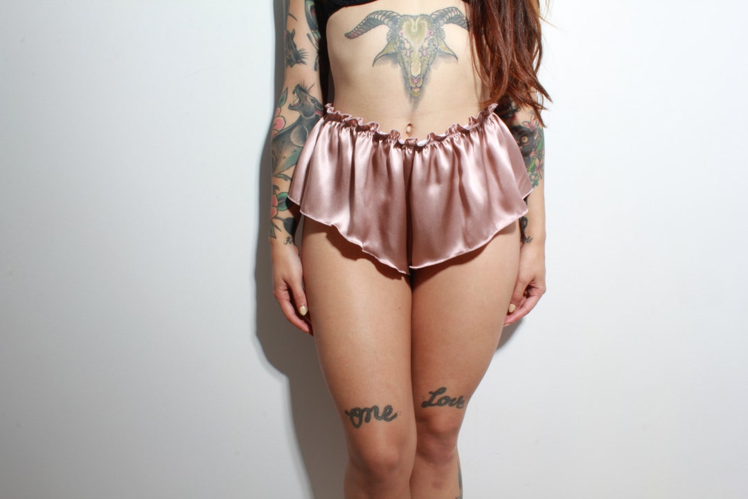Rose Gold Silk French Knickers Blush Pink Luxury Lingerie 