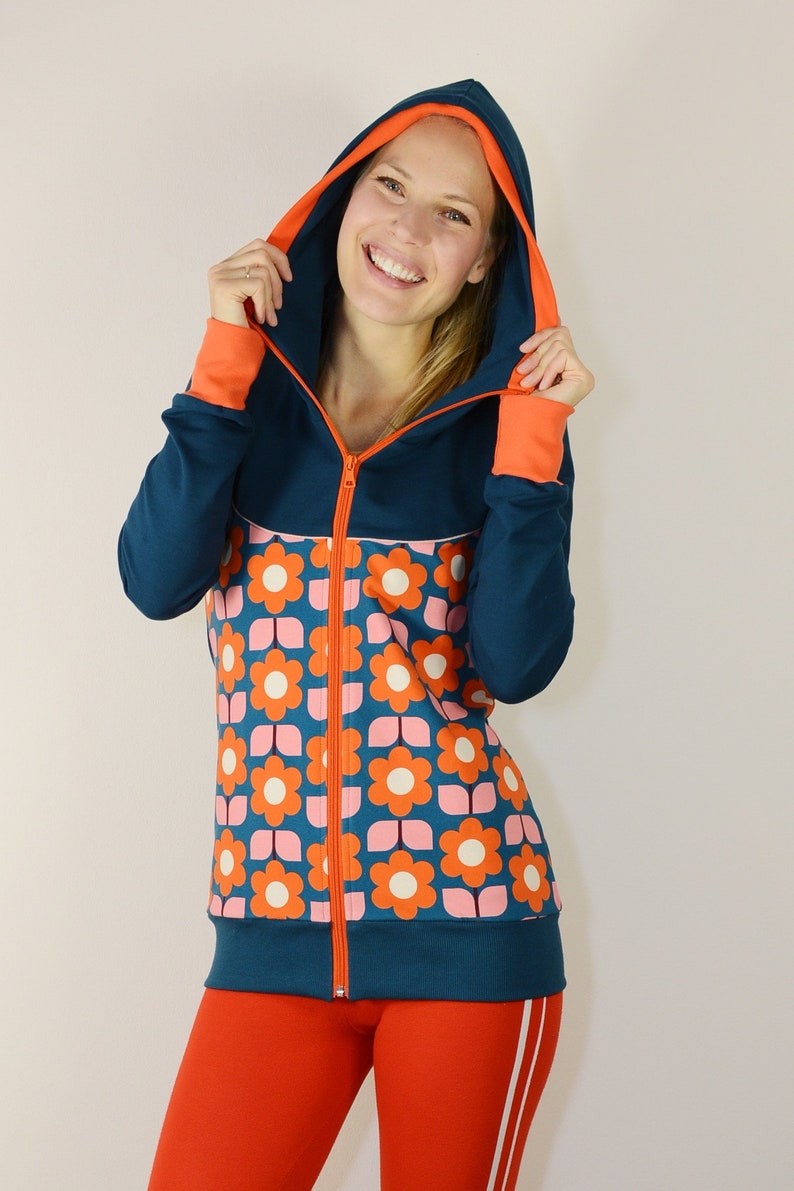 Hooded jacket LOTTE PETROL petrol pink orange sweat jacket hoodie ladies bonnie and buttermilk ladies jacket sports jacket training jacket