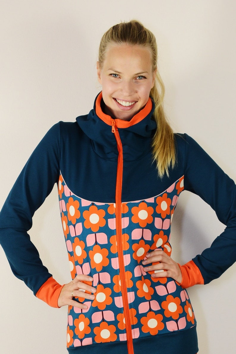 Hooded jacket LOTTE PETROL petrol pink orange sweat jacket hoodie ladies bonnie and buttermilk ladies jacket sports jacket training jacket