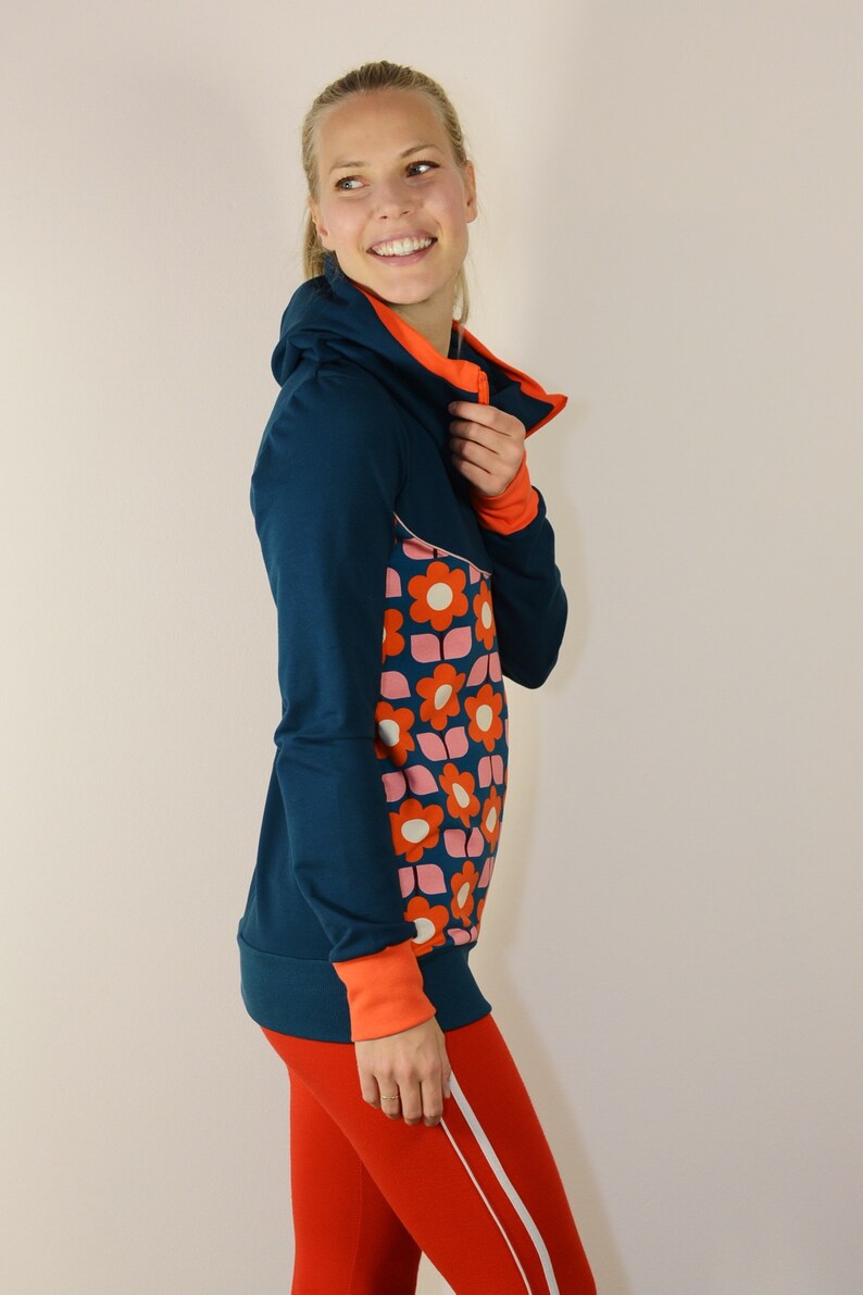 Hooded jacket LOTTE PETROL petrol pink orange sweat jacket hoodie ladies bonnie and buttermilk ladies jacket sports jacket training jacket