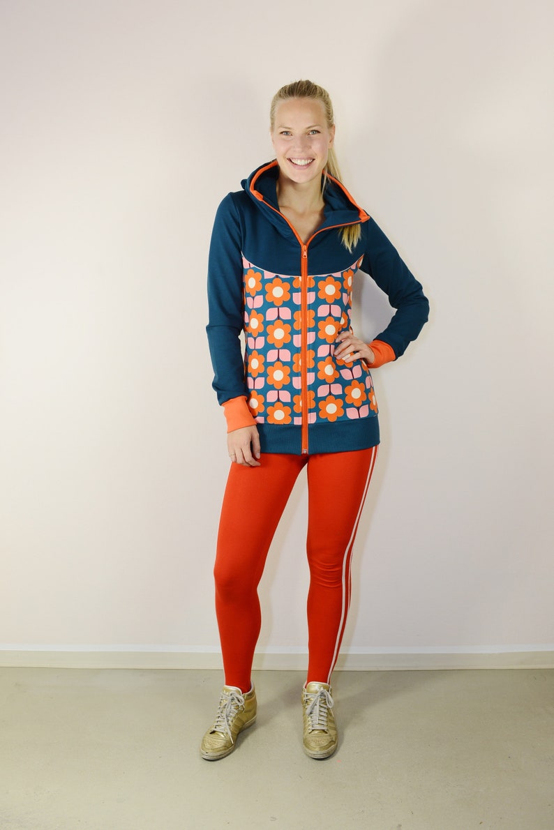 Hooded jacket LOTTE PETROL petrol pink orange sweat jacket hoodie ladies bonnie and buttermilk ladies jacket sports jacket training jacket