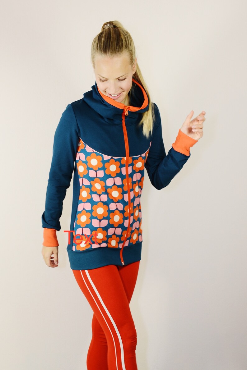 Hooded jacket LOTTE PETROL petrol pink orange sweat jacket hoodie ladies bonnie and buttermilk ladies jacket sports jacket training jacket