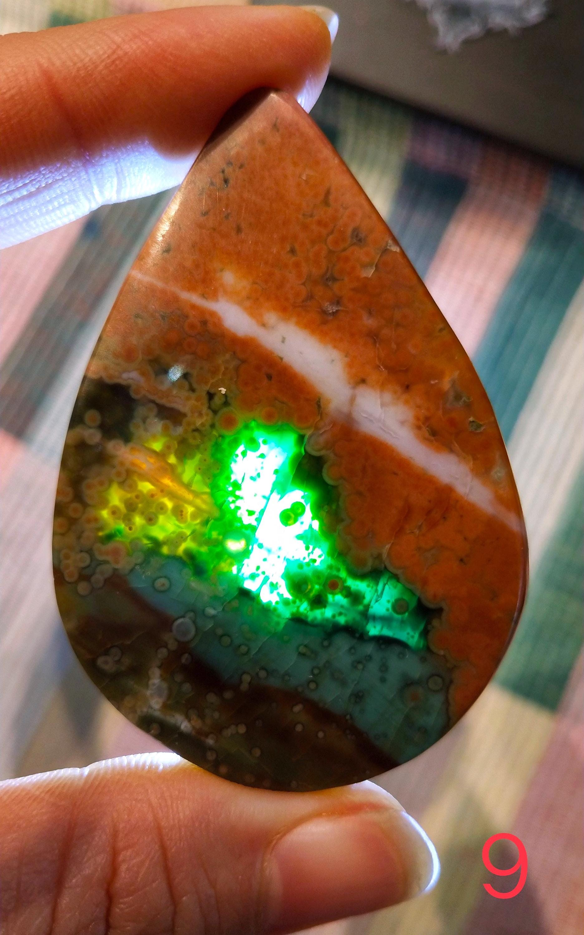 希少な色の高級オーシャンジャスパー オールドストックキャブ