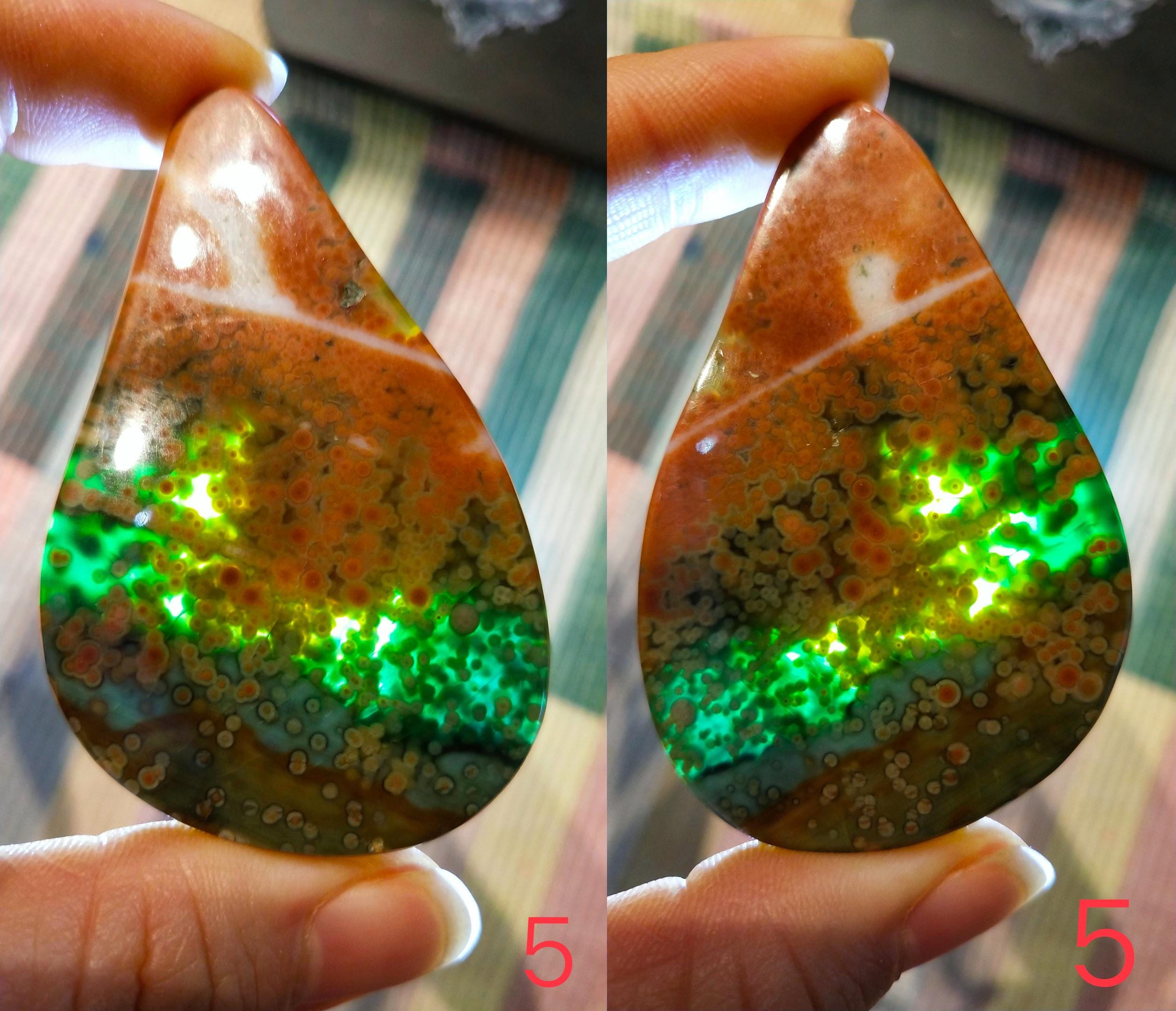 希少な色の高級オーシャンジャスパーオールドストックキャブ