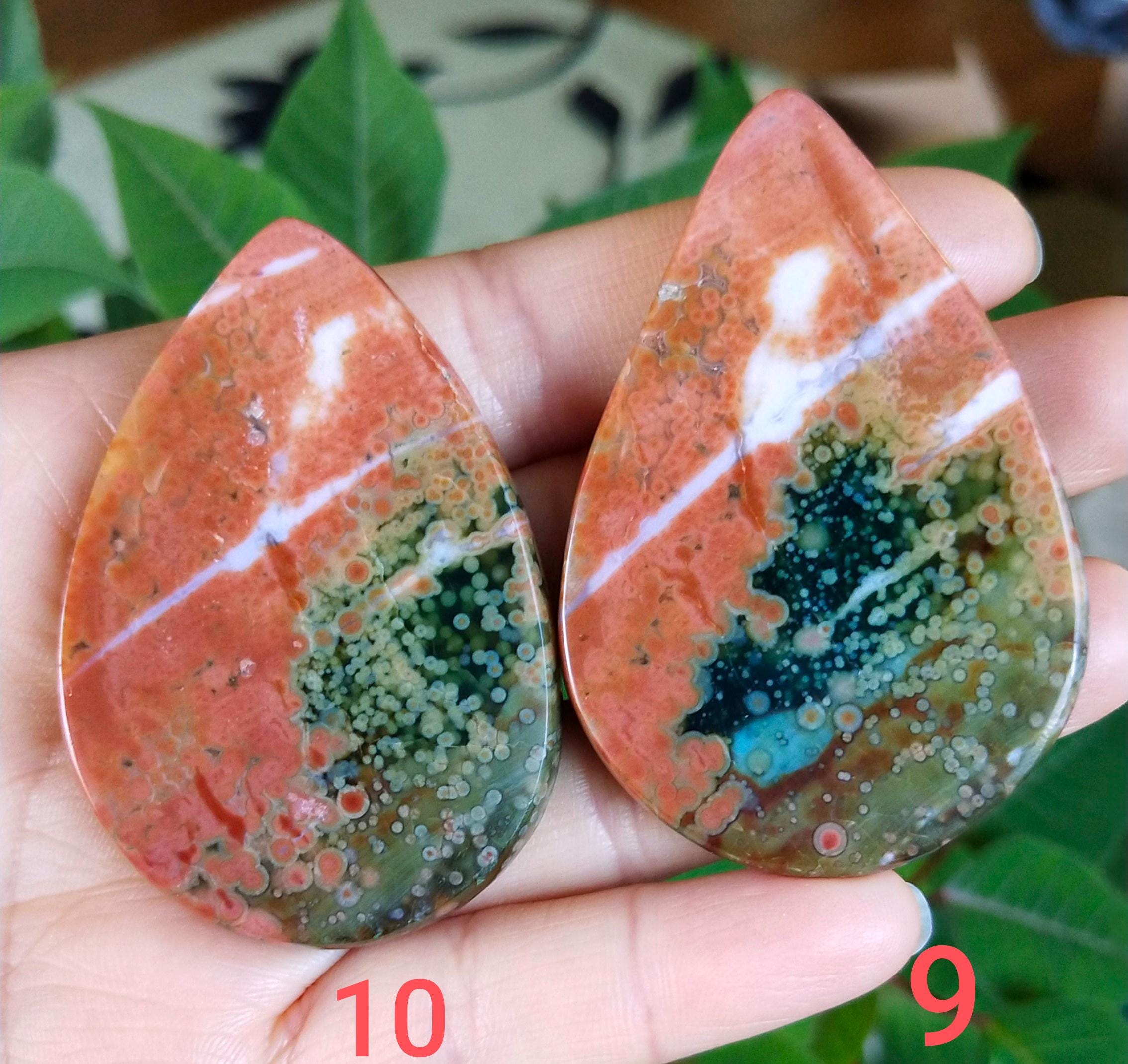 希少な色の高級オーシャンジャスパー オールドストックキャブ