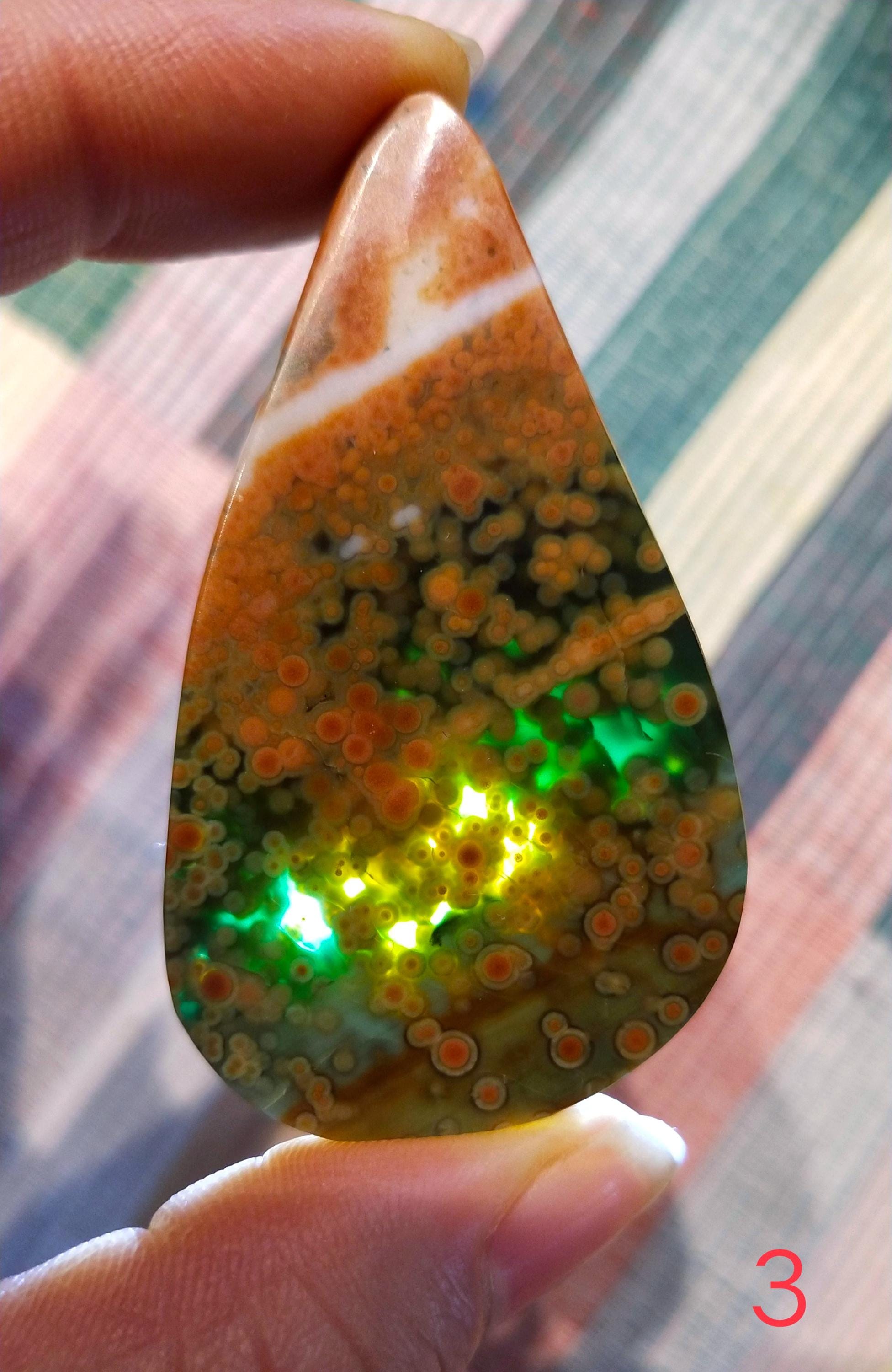 希少な色の高級オーシャンジャスパーオールドストックキャブ