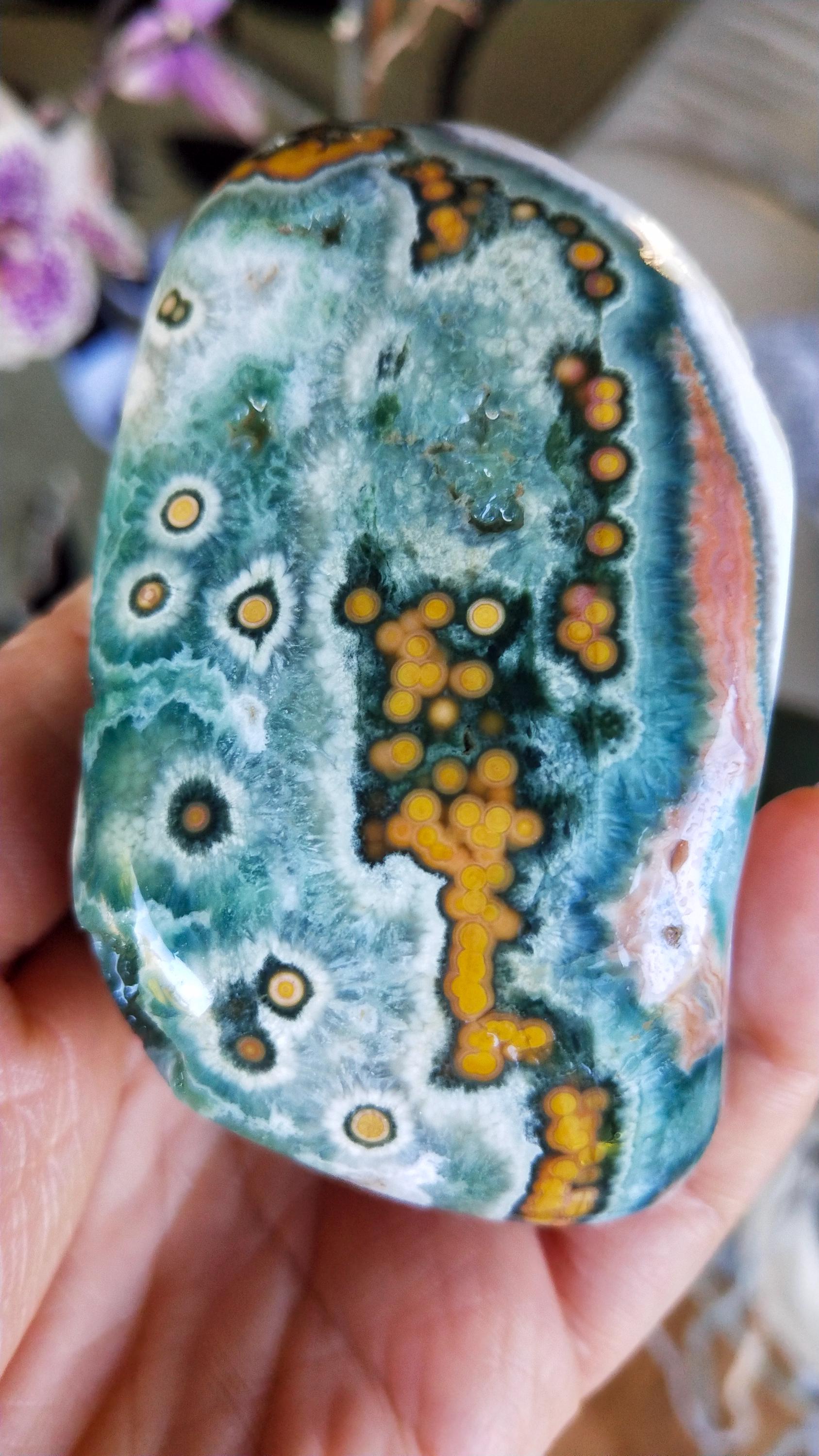 最高級オーシャンジャスパーの旧在庫原石、78x70x51mm、鉱脈2、希少な