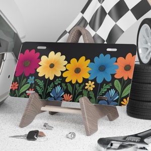Daisies Multi Color | Fun Vanity Front License Plate Car Tag | Car Accessories | Gifts Under 20 | Gardening | Gardener Gift | Flower Lover