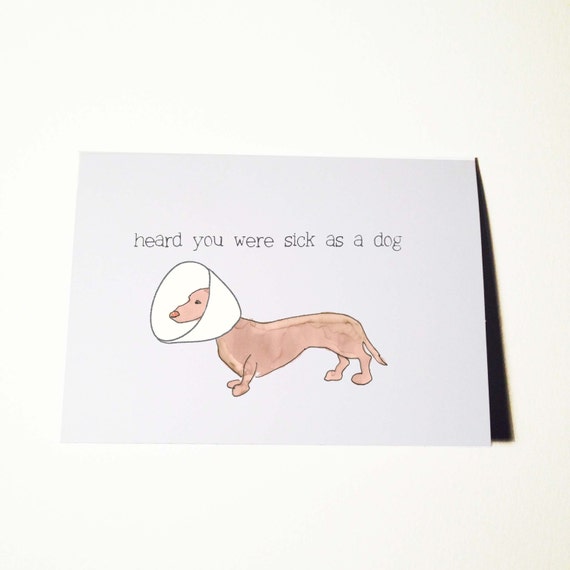 Sick As A Dog Get Well Card Etsy