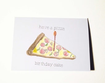 Tarjeta de pastel de cumpleaños de pizza