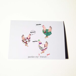 Pardon meine Französisch Hens Weihnachtskarte
