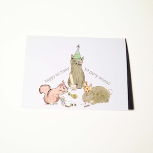Carte d’anniversaire d’animal de partie