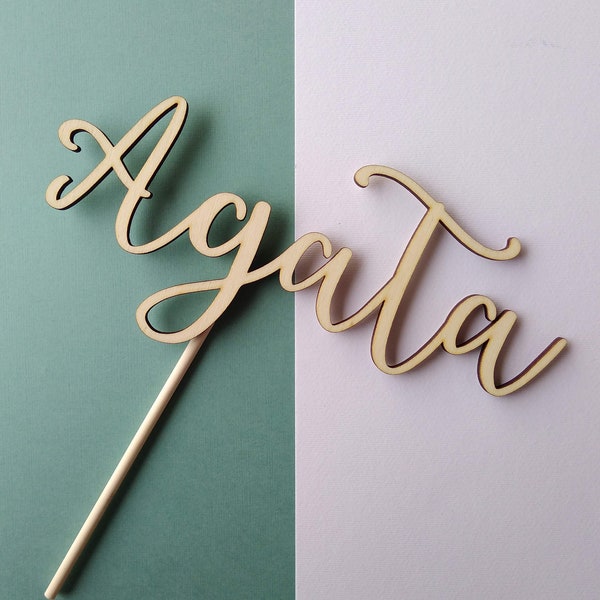 Cake topper personalizzato con nome, scritta in legno decorativa per torta, birthday cake topper, cake topper laser cut