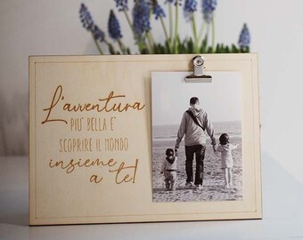Targa portafoto con messaggio personalizzato, festa della mamma, festa del papà, S. Valentino