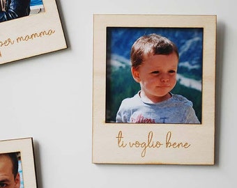 Cornice a forma di polaroid, portafoto con incisione personalizzata, magnetica o da appoggio