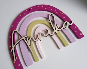 Arcobaleno di legno , fiocco nascita arcobaleno, misura media, decorazione per cameretta personalizzata,regalo nascita, prop set fotografico