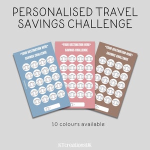 Personalised Travel Savings Challenge, Customisable Savings Challenge, Cash Stuffing, Holiday Savings Challenge, Vacation Savings Challenge