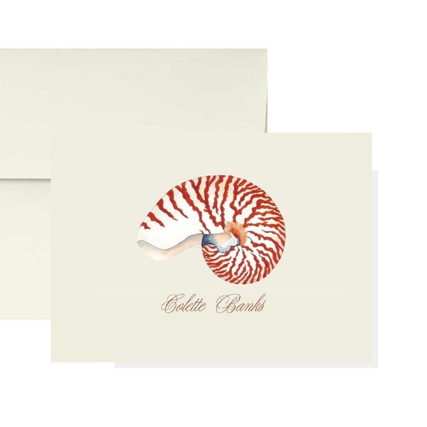 Personalized Stationery, Custom Shell Cards, Beach Note Cards, Set of 10