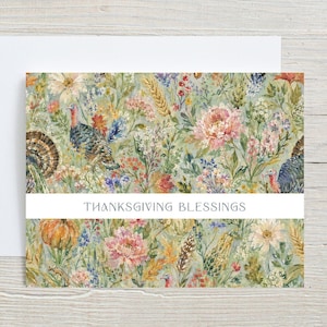 Thanksgiving Greeting Cards | Fall Floral Stationery | Set of 10
