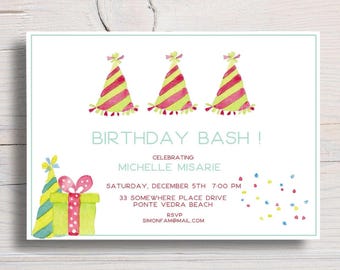 Colorful Birthday Invitations | Adult Celebration Invite | Children's Birthday Invitation