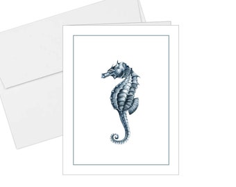 Personalized Stationery, Seahorse Note Cards, Thank you Cards, Blank Notecards, Gift For Her, Set of 10
