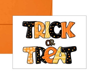 Cute Halloween Greeting Cards, Trick or Treat Note Cards