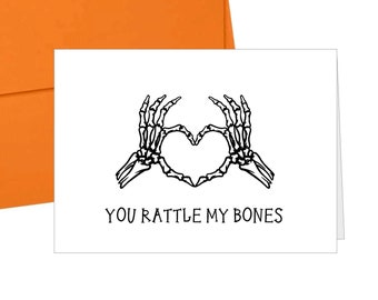 Funny Halloween Card, Skeleton Holiday Card, Single Card