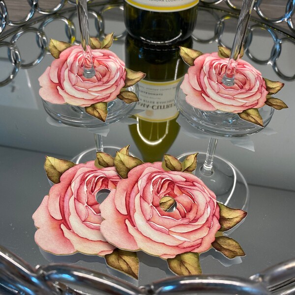 Flower Wine Charms Etsy