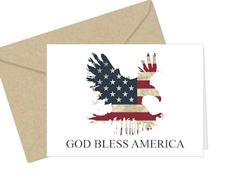 Patriotic Note Cards, Memorial Day Thank You Cards, Military Gift Idea, Set of 10