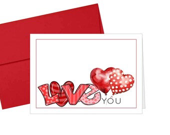 Cute Valentine's Day Card, Love You Valentine Greeting Card, Single Card