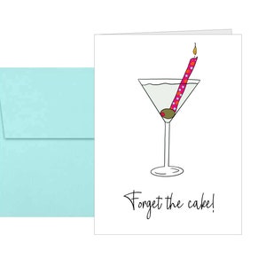 Martini Birthday Card, Funny Birthday Card, Single Card