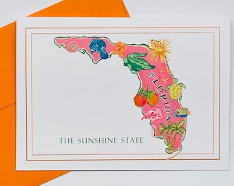 Florida 10 Personalized Note Cards Thank You Note Fruit Stocking Stuffer Oranges Birthday Housewarming Christmas Gift