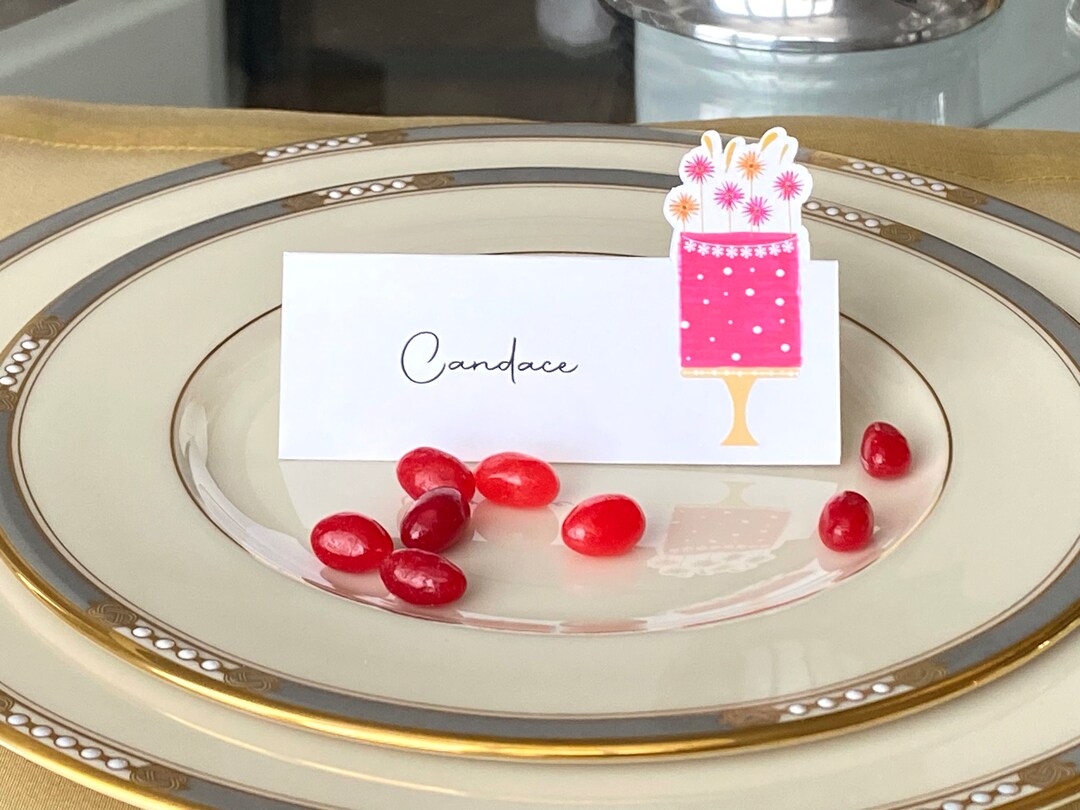 Birthday Cake Place Cards, Table Decor, Name Cards, Set of 8 Etsy