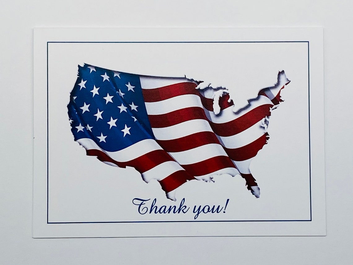 American Flag Thank You Cards Set of 10 American Greeting Etsy