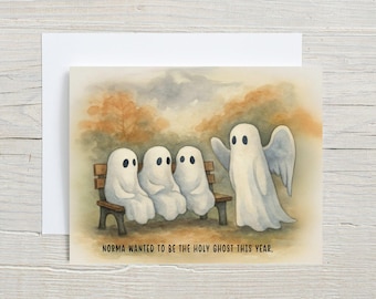 Funny Halloween Ghost Card | Humorous Holy Ghost A2 Greeting (Set of 10)