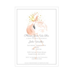 Baby Shower Invitation, Flamingo Birthday Invites, Set of 10 Printed Invitations