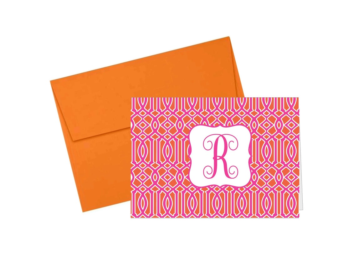 Monogrammed Note Cards, Personalized Stationery, Set of 10 Etsy