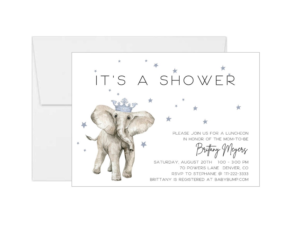 Baby Shower Invitation Elephant Baby Announcement First Etsy