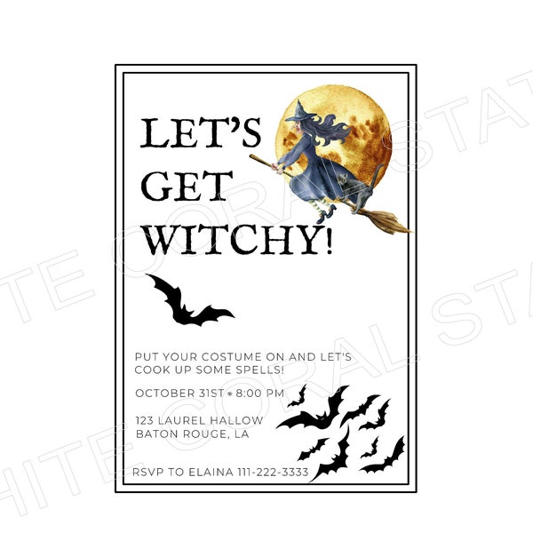 Halloween Party Invitation, Costume Party Invitations, Set of 10 Printed Party Invites